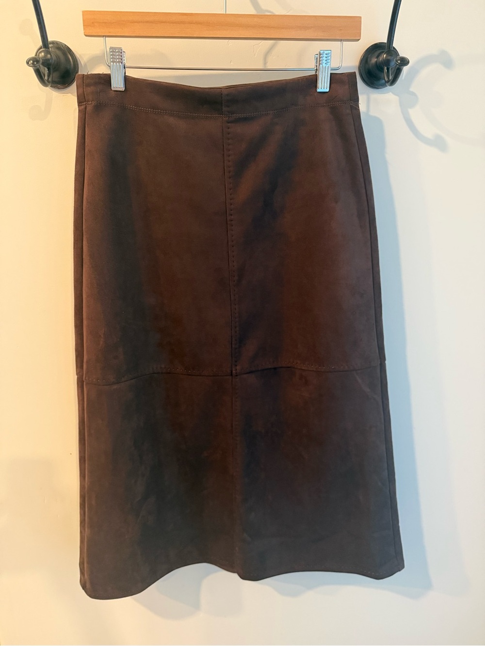 Max Studio Women's Brown Faux suede A-Line Skirt